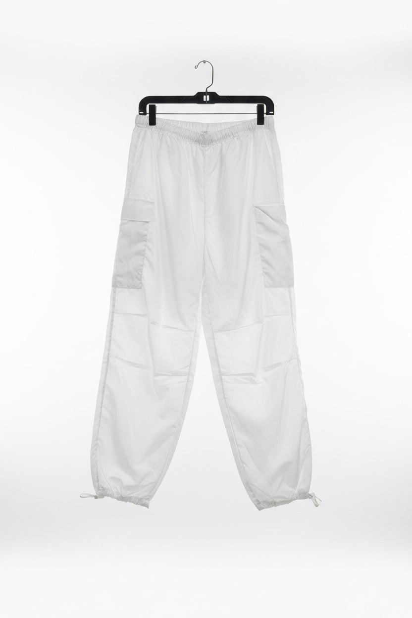 White Parachute Cargo Pants