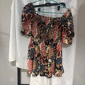 Boho Paisley Print Off-Shoulder Smocked Top