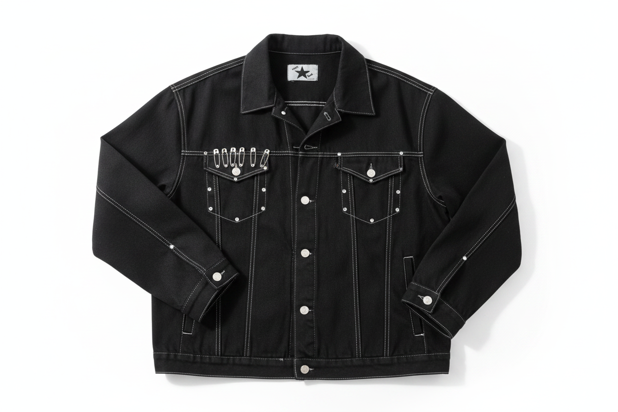 Star Blue Black Oversized Denim Jacket