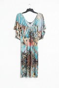 Blue Baroque Print Kaftan Dress