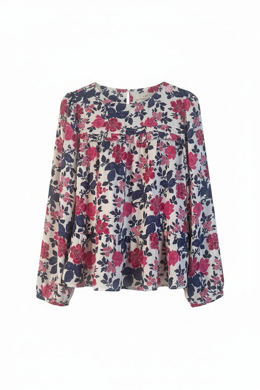 LOFT Floral Blouse – White Background